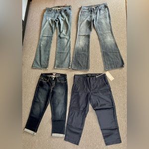 Lot of 4 Women’s Pants Size 8, Waist 29, Levi’s, Liverpool, 7 for all mankind,AG